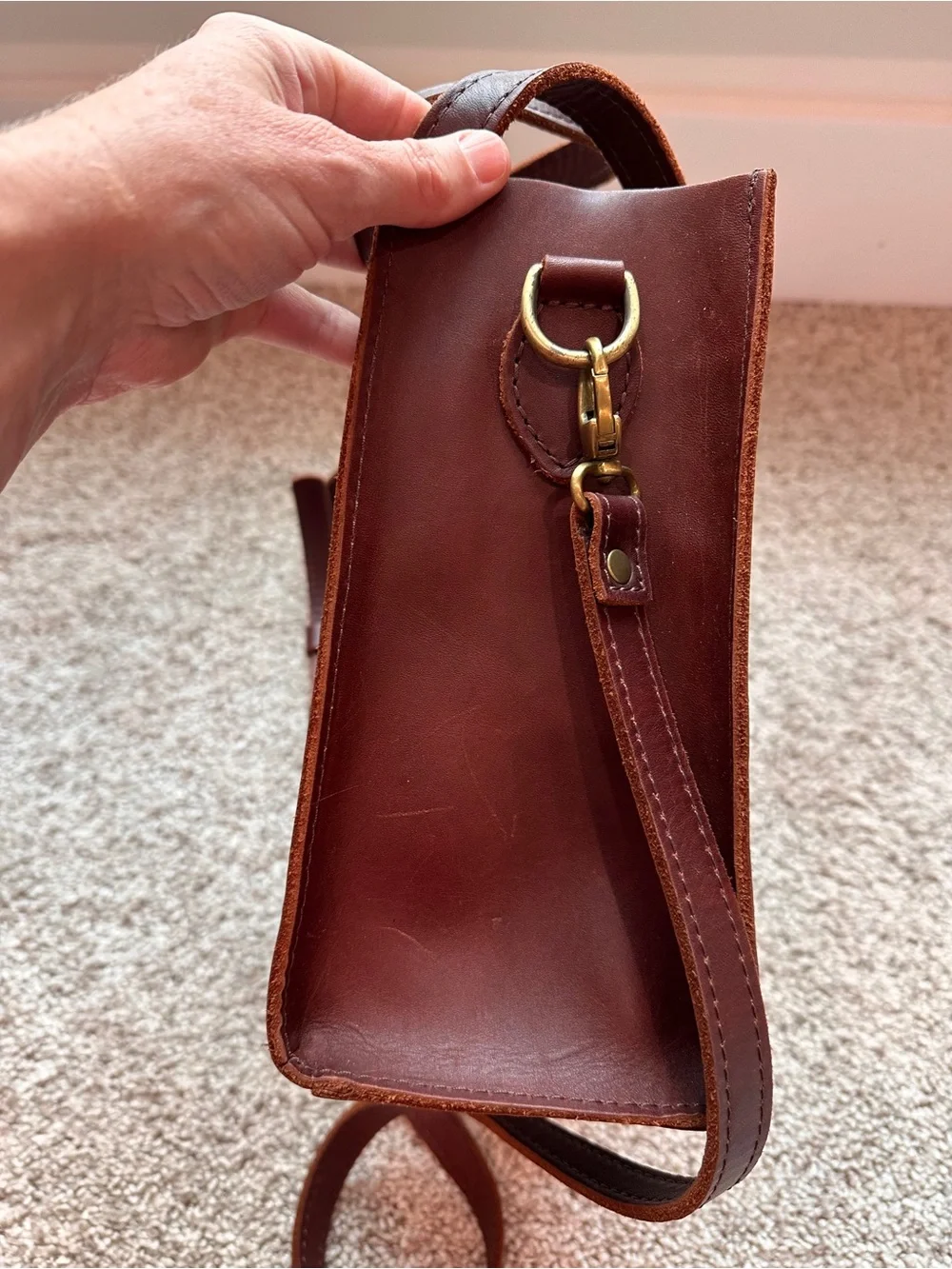 Portland Leather Lola Crossbody Tote in Cognac